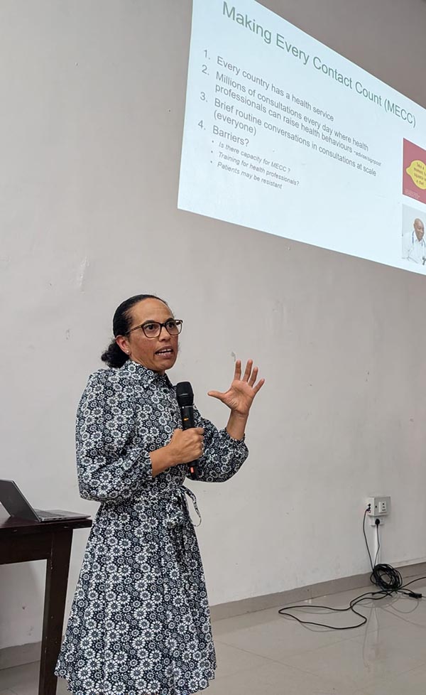 Professor Amanda Daley delivers a keynote presentation at LASUCOM